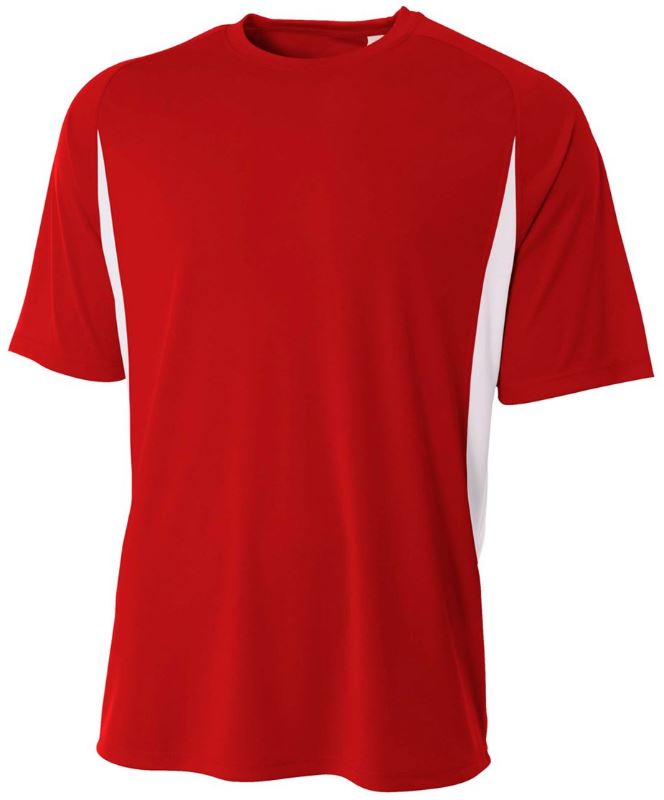 A4 Men&#039;s Performance Color Block Crew Shirt (Scarlet)