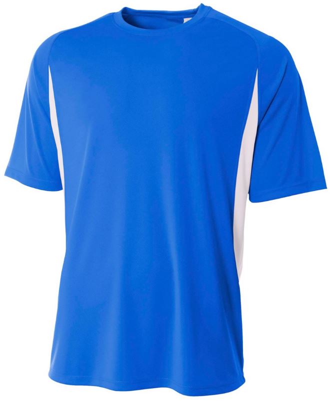 A4 Men's Performance Color Block Crew Shirt (Royal)