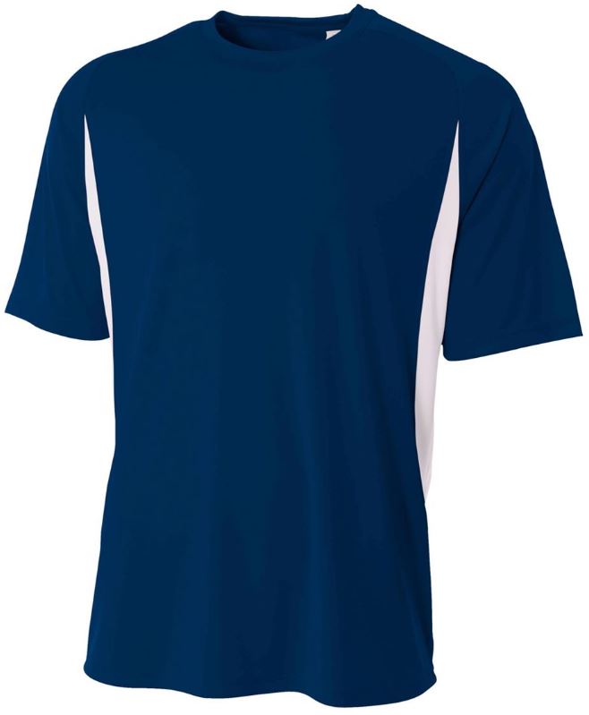 A4 Men's Performance Color Block Crew Shirt (Navy)