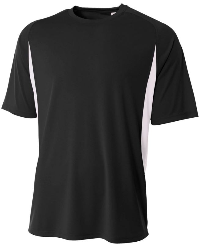 A4 Men's Performance Color Block Crew Shirt (Black)