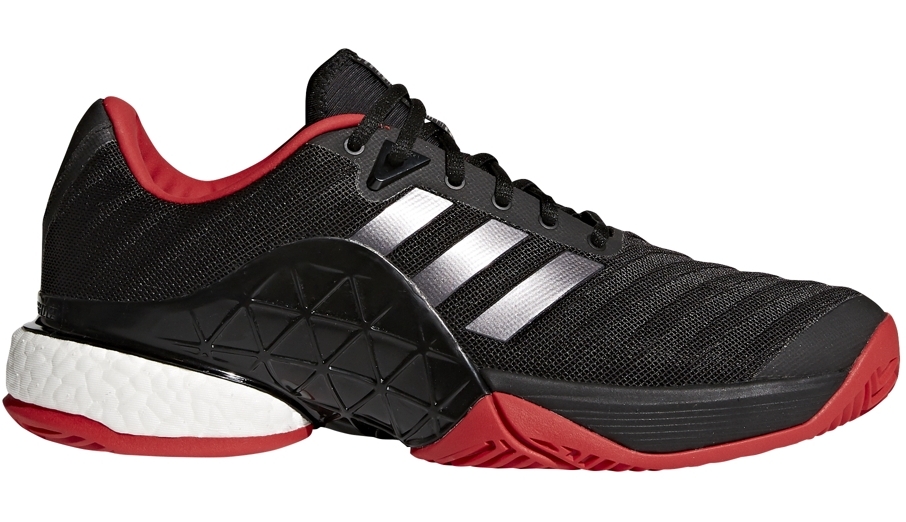 Adidas Men&amp;apos;s Barricade Boost Tennis Shoes (Core Black/Night Metallic/Scarlet))