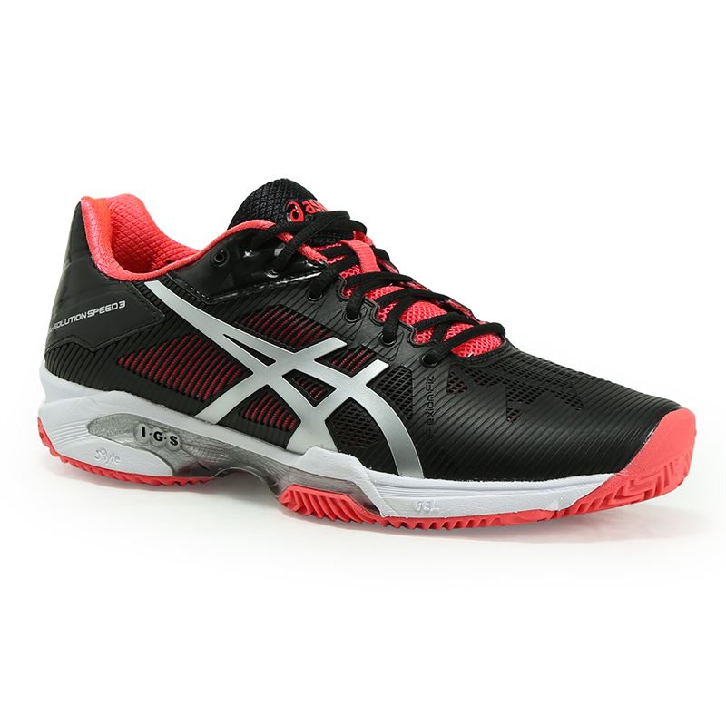 Asics Women&amp;apos;s Gel-Solution Speed 3 Clay Tennis Shoes (Black/Silver/Diva Pink)