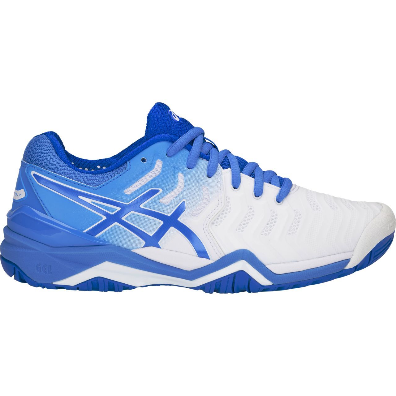 Asics Women&amp;apos;s Gel Resolution 7 Tennis Shoes (White/Blue Coast)