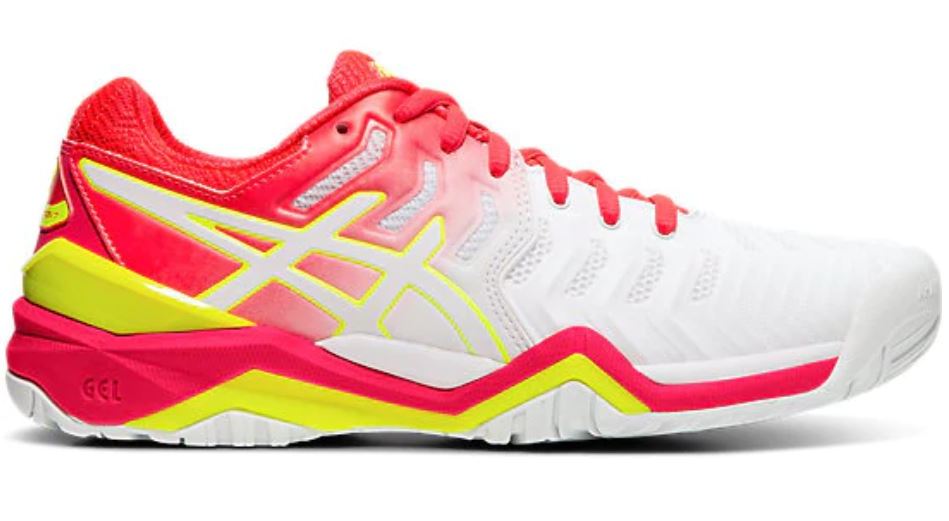 Asics Women&amp;apos;s Gel Resolution 7 Tennis Shoes (White/Laser Pink)