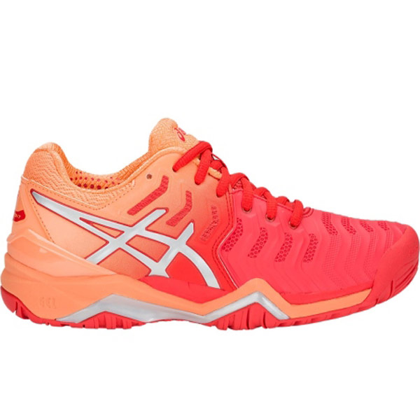 Asics Women&amp;apos;s Gel Resolution 7 Tennis Shoes (Red/Silver)
