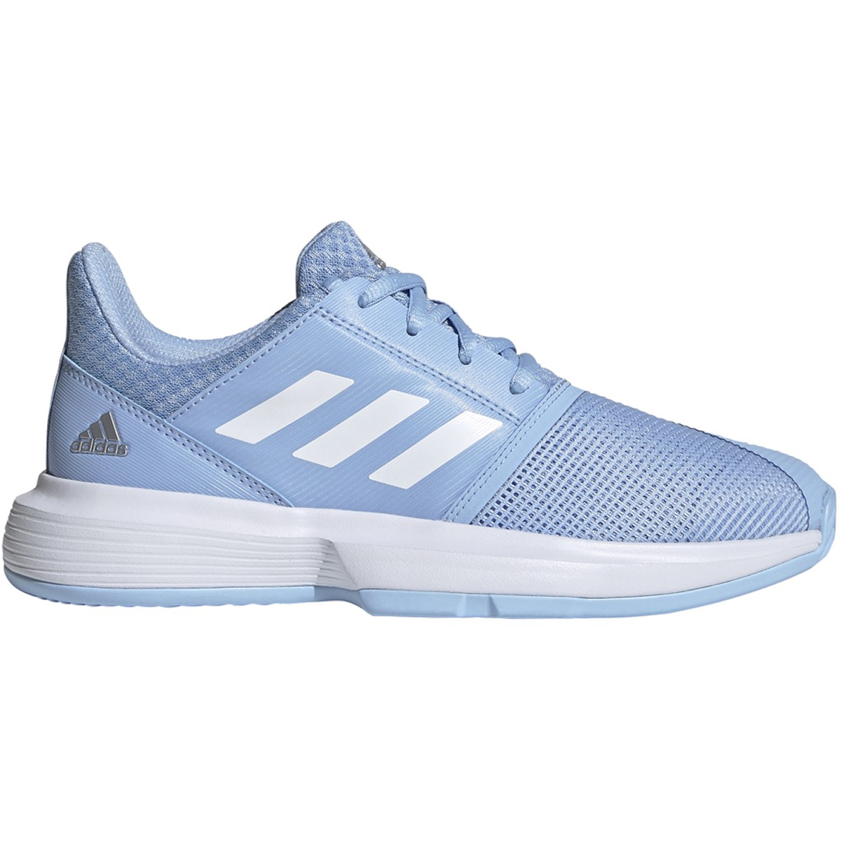 Adidas Junior CourtJam xJ Tennis Shoes (Glow Blue/White/Silver Metallic)