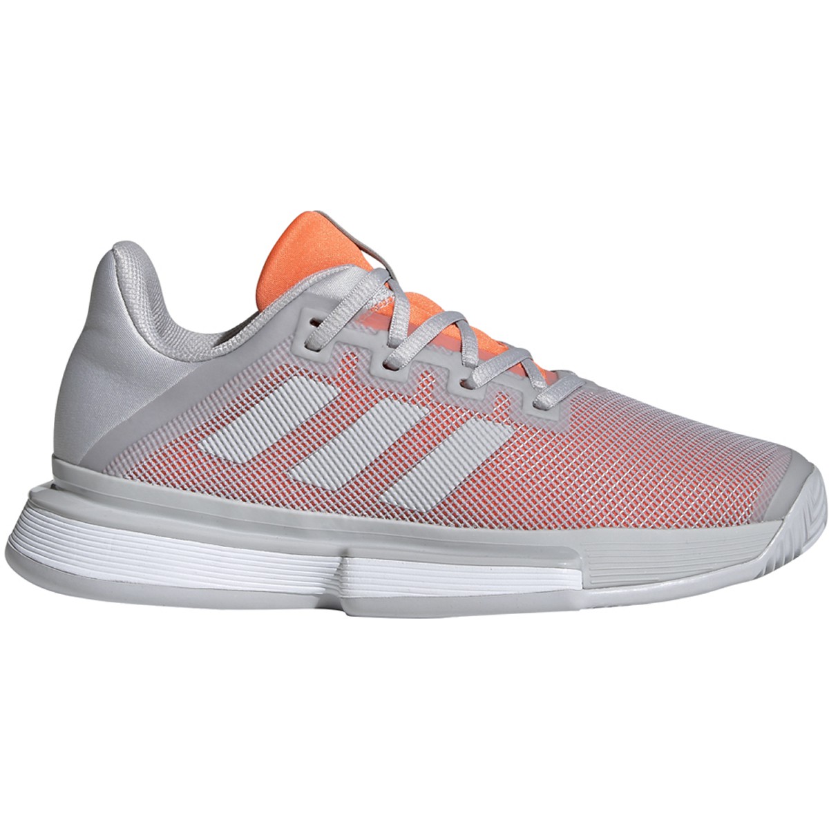 Adidas Women&amp;apos;s SoleMatch Bounce Tennis Shoes (Light Grey Heather/Hi-Res Coral)