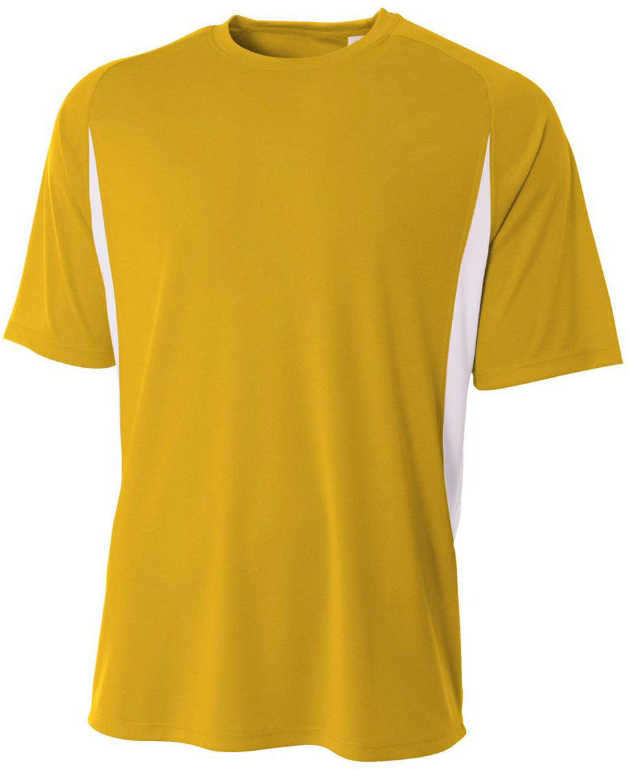 A4 Men&#039;s Performance Color Block Crew Shirt (Gold)