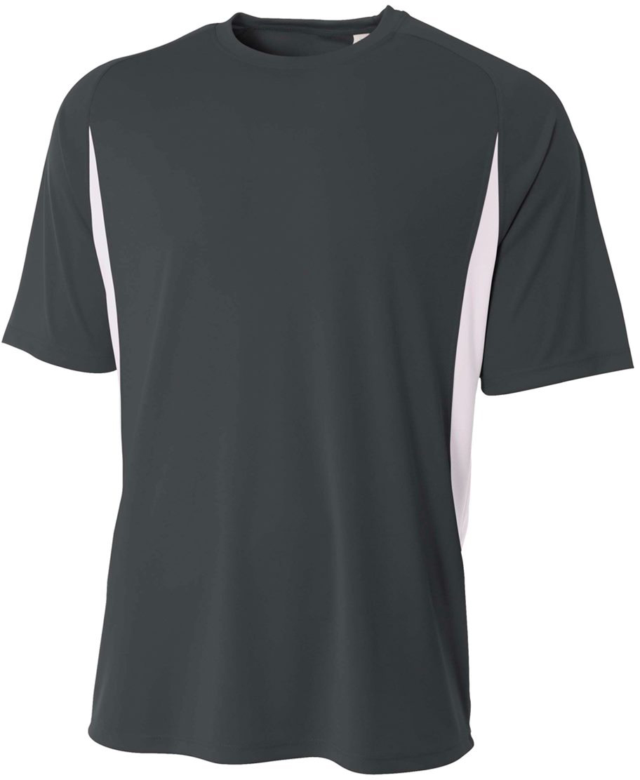 A4 Men&#039;s Performance Color Block Crew Shirt (Graphite)