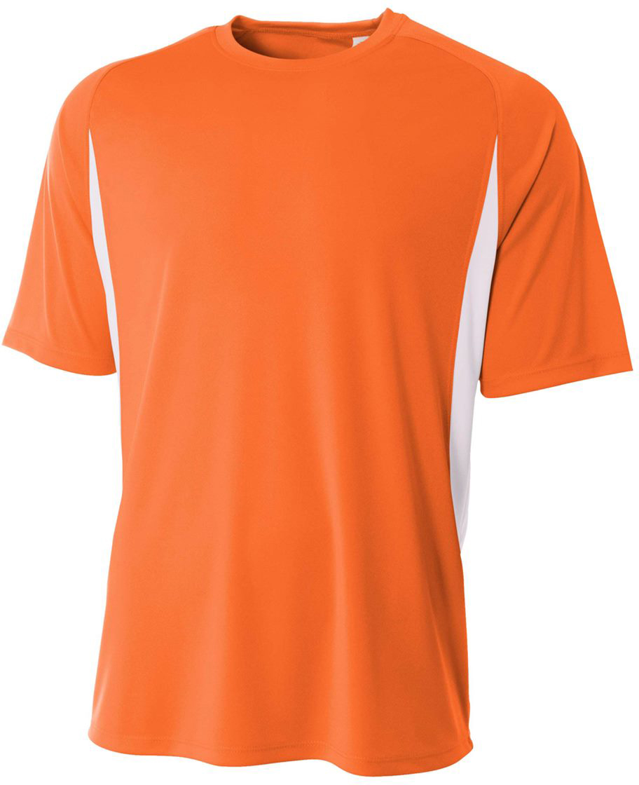 A4 Men's Performance Color Block Crew Shirt (Orange)