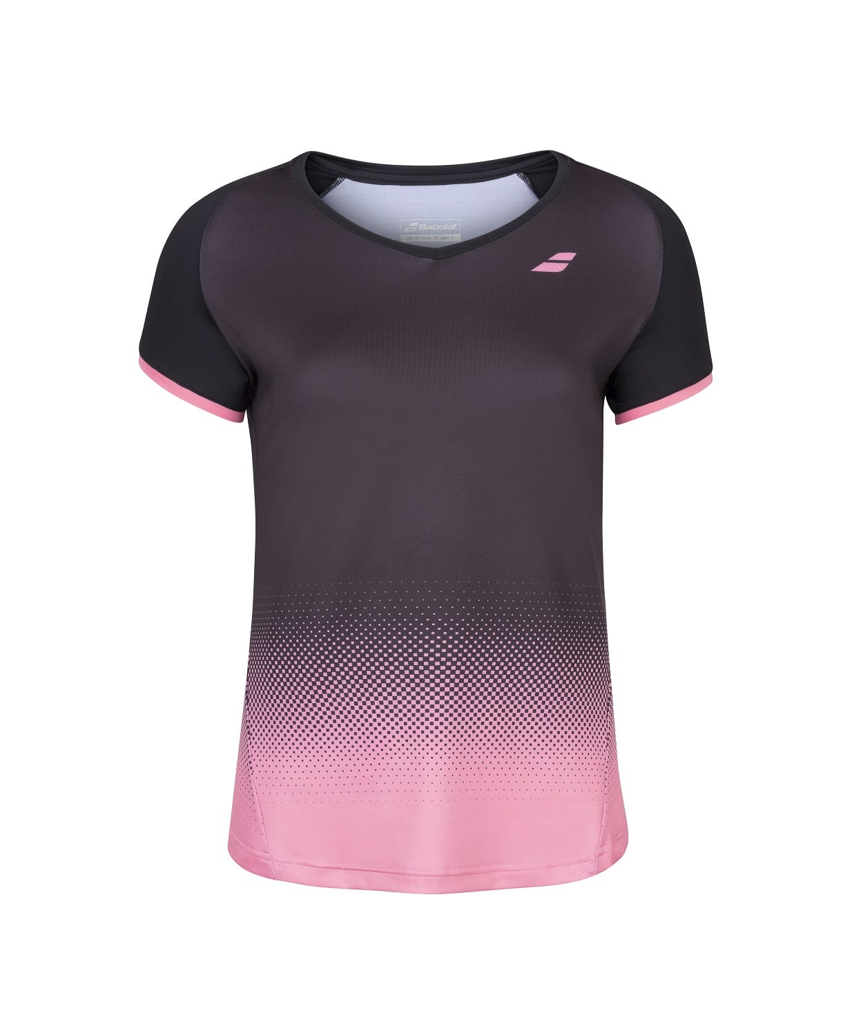 Babolat Women&amp;apos;s Compete Cap Sleeve Tennis Top w/ Fiber-Dry Polyester (Black/Geranium Pink)