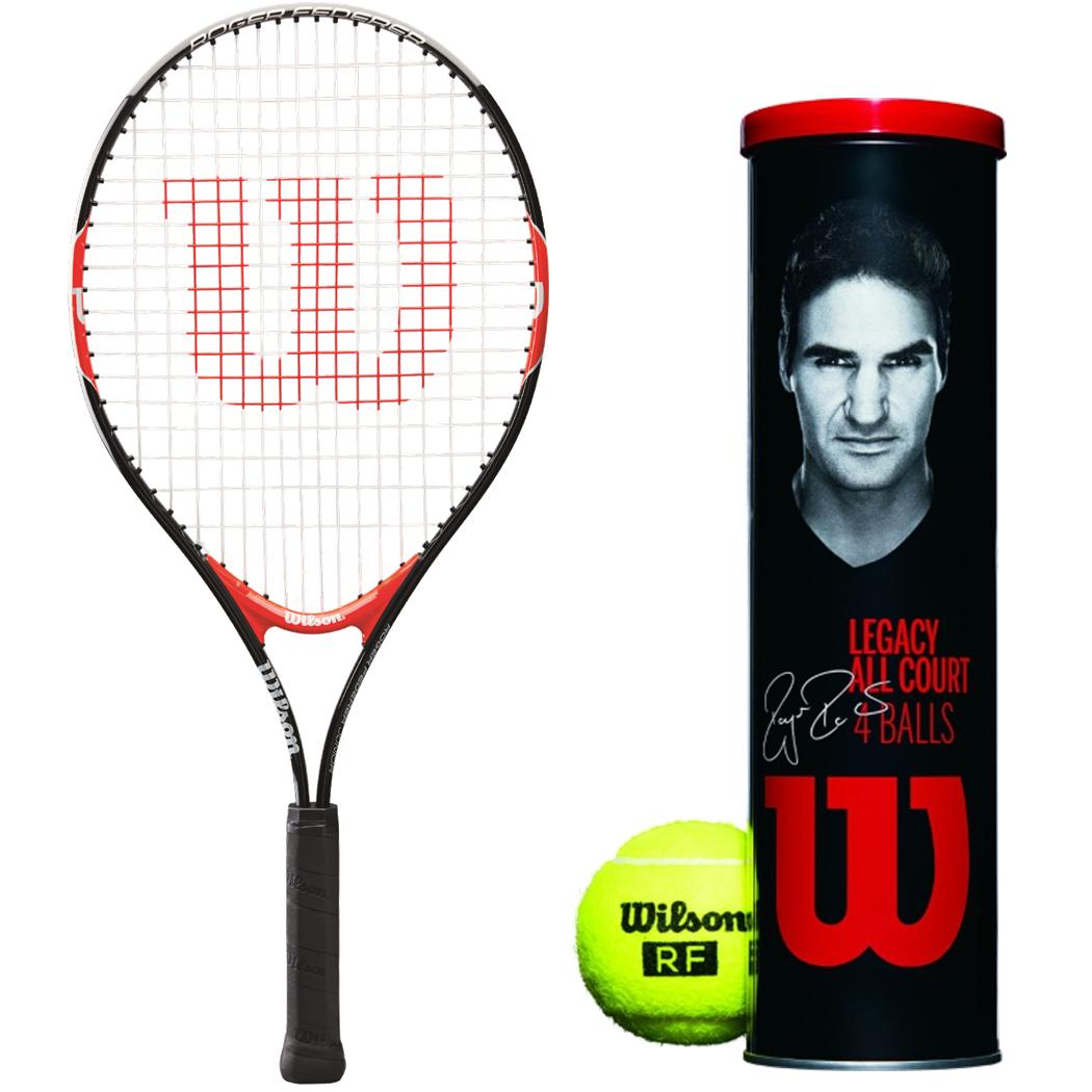 bungeejumpen Makkelijker maken Verpersoonlijking Wilson Federer Junior Tennis Racquet, Roger Federer Legacy Tennis Balls Can